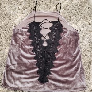 Velour lace up back cami